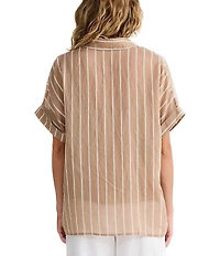 Brave + True Alice Short Sleeve Striped Button Down Blouse