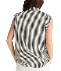 Brave + True Charlie Sleeveless Striped Collared Button Front Shirt