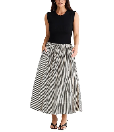 Brave + True Daphne Striped Sleeveless Crew Neck Maxi Dress