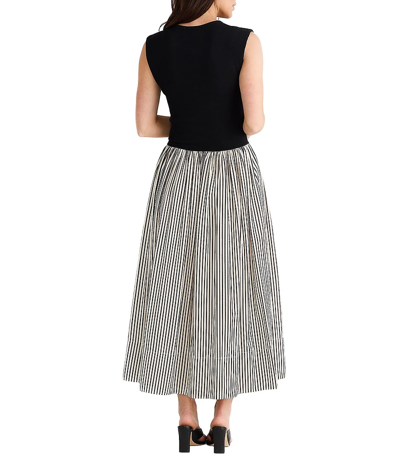 Brave + True Daphne Striped Sleeveless Crew Neck Maxi Dress