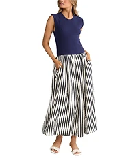 Brave + True Daphne Striped Sleeveless Crew Neck Maxi Dress
