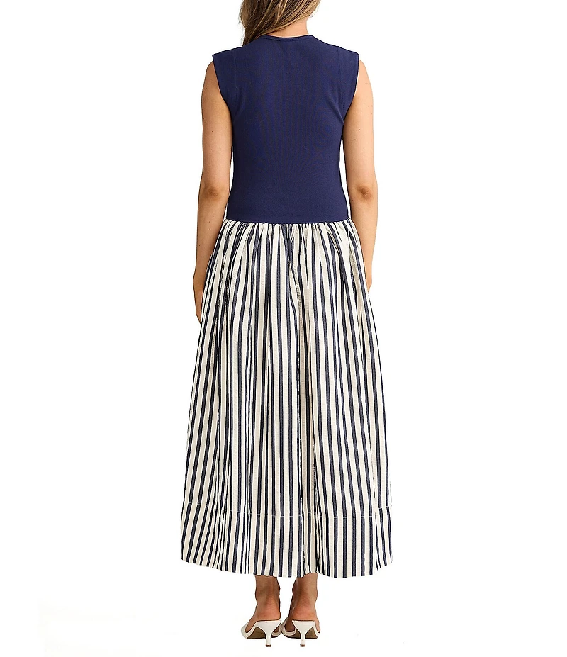 Brave + True Daphne Striped Sleeveless Crew Neck Maxi Dress