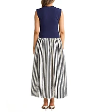 Brave + True Daphne Striped Sleeveless Crew Neck Maxi Dress
