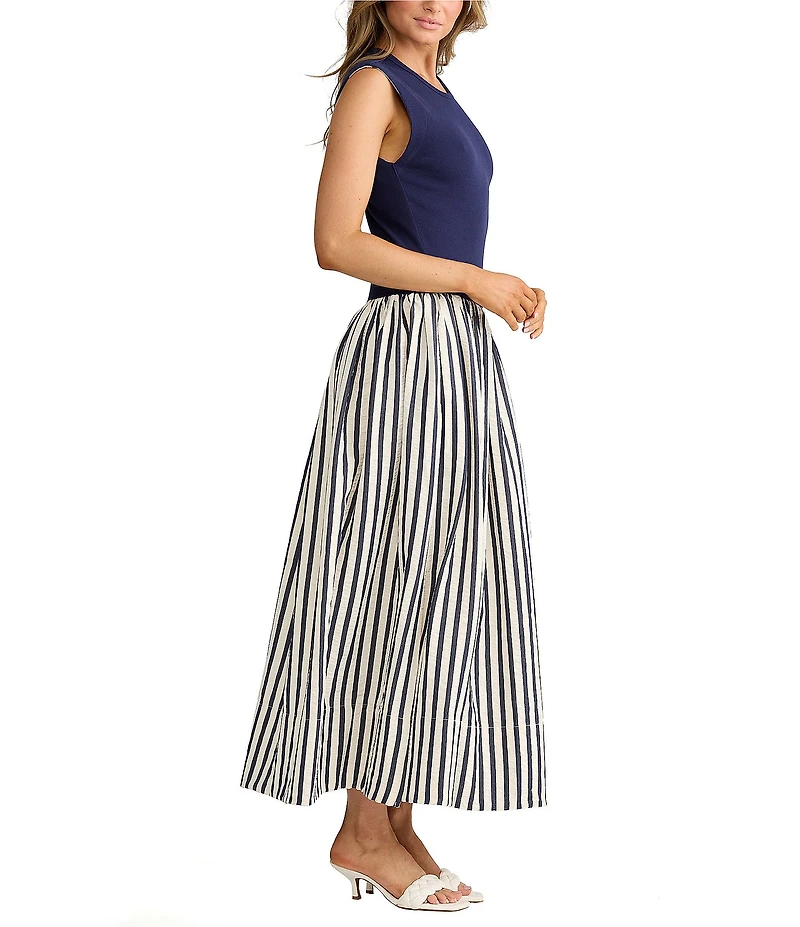 Brave + True Daphne Striped Sleeveless Crew Neck Maxi Dress
