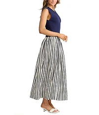 Brave + True Daphne Striped Sleeveless Crew Neck Maxi Dress