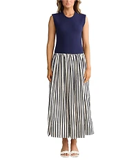 Brave + True Daphne Striped Sleeveless Crew Neck Maxi Dress
