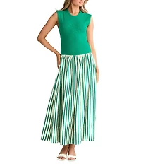 Brave + True Daphne Striped Sleeveless Crew Neck Maxi Dress