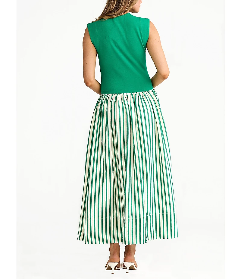 Brave + True Daphne Striped Sleeveless Crew Neck Maxi Dress