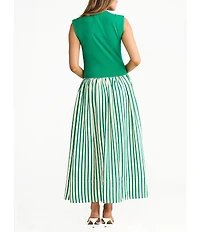 Brave + True Daphne Striped Sleeveless Crew Neck Maxi Dress