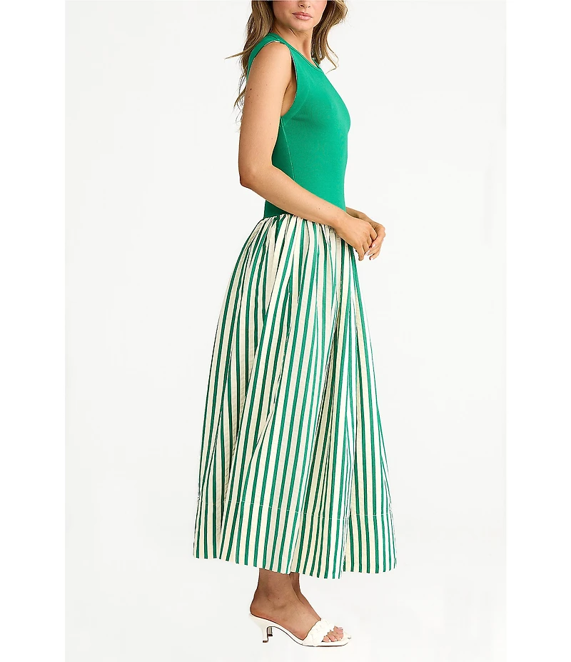 Brave + True Daphne Striped Sleeveless Crew Neck Maxi Dress