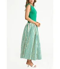 Brave + True Daphne Striped Sleeveless Crew Neck Maxi Dress