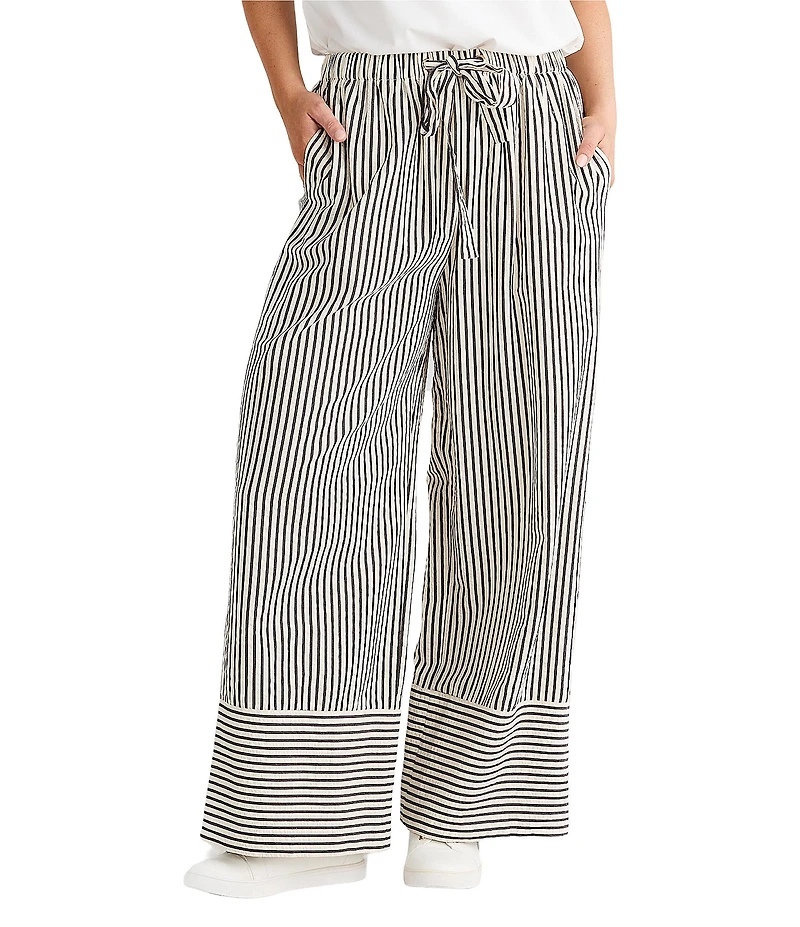 Brave + True Portia Striped Wide Leg Elastic Waist Front Tie Pants