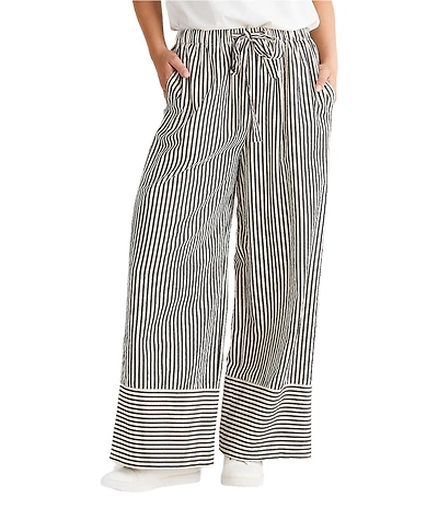 Brave + True Portia Striped Wide Leg Elastic Waist Front Tie Pants