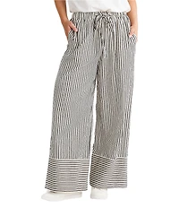 Brave + True Portia Striped Wide Leg Elastic Waist Front Tie Pants