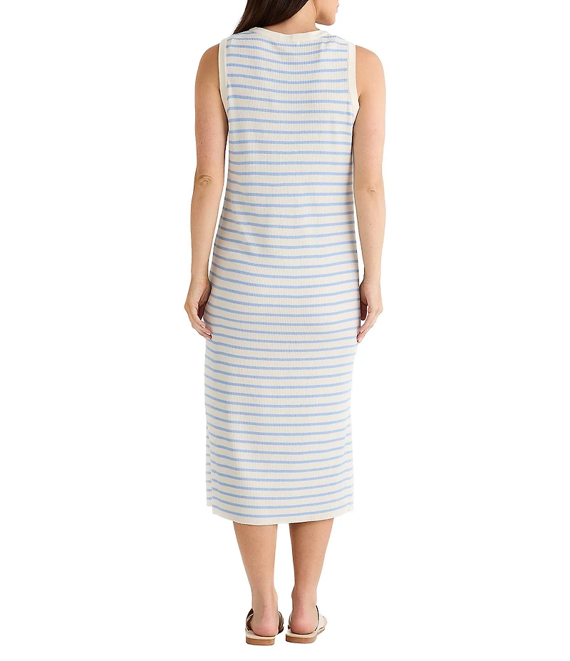 Brave + True Sleeveless Crew Neckline Striped Knit Midi Dress