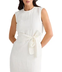 Brave + True Turning Point Sleeveless Linen Crew Neckline Tie Front Midi Dress