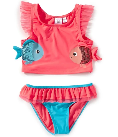 Breaking Waves Little Girls Flutter Fish Mid-kini Swimsuit 2-Piece Set