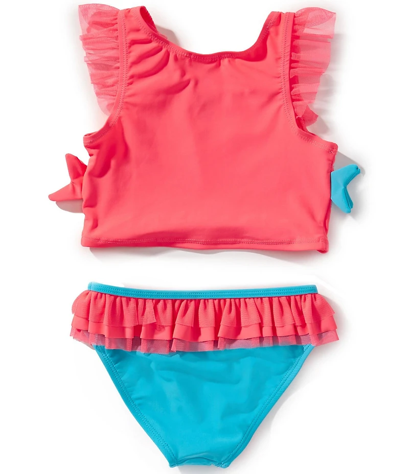 Breaking Waves Little Girls Flutter Fish Mid-kini Swimsuit 2-Piece Set