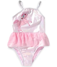 Breaking Waves Little Girls Sequin Unicorn & Tutu One-Piece Swimsuit