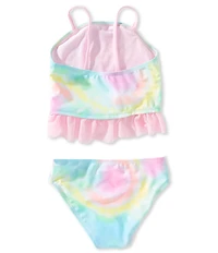 Breaking Waves Little Girls Tie-Dye Printed Rainbow Tankini Top & Matching Hipster Bottom Two-Piece Swimsuit