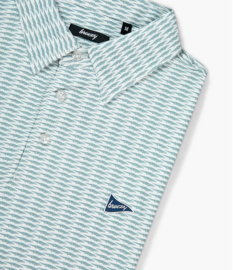 Breezy Gator Striped Performance Short Sleeve Polo Shirt