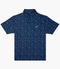 Breezy Pop Off Americana Printed Performance Short Sleeve Polo Shirt