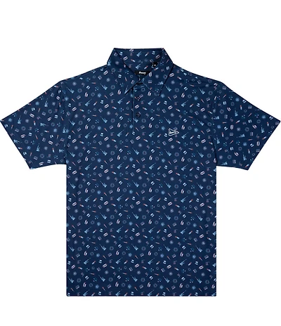 Breezy Pop Off Americana Printed Performance Short Sleeve Polo Shirt
