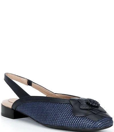 Brioso Alma Raffia Flower Slingback Flats