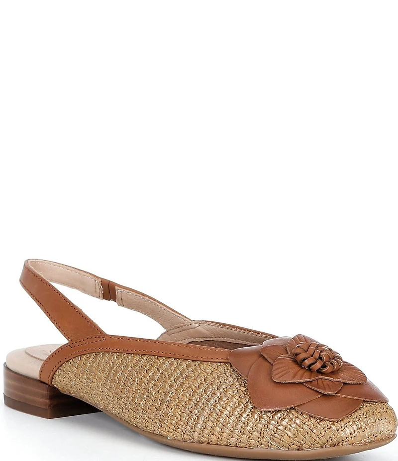 Brioso Alma Raffia Flower Slingback Flats