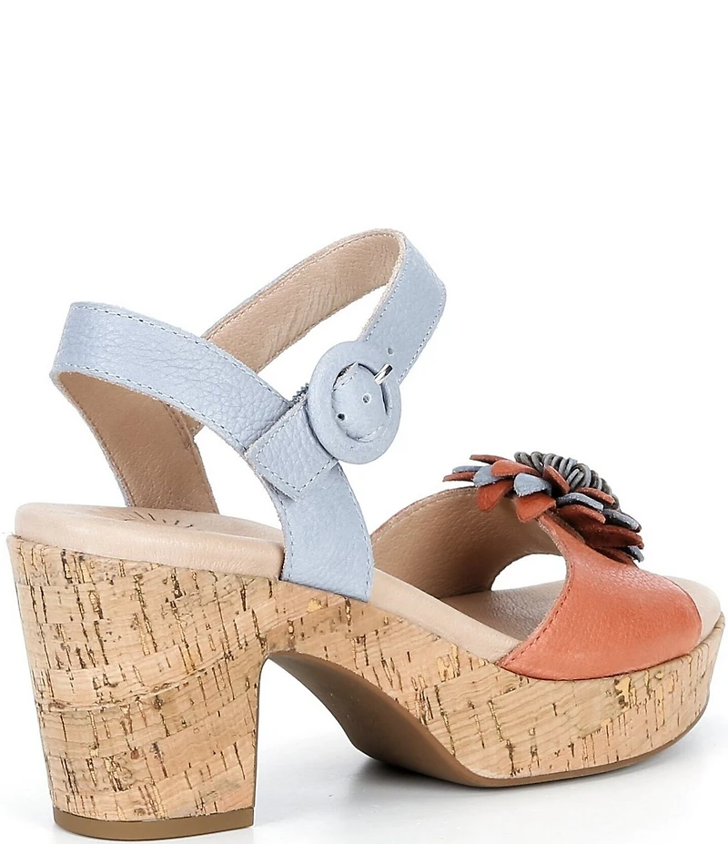 Brioso Blakelee Leather Flower Platform Sandals