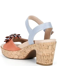 Brioso Blakelee Leather Flower Platform Sandals