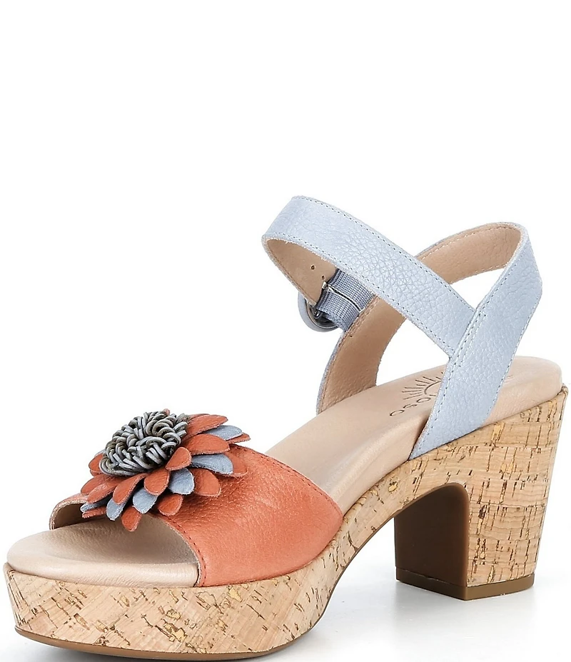 Brioso Blakelee Leather Flower Platform Sandals