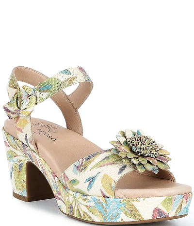 Brioso Blakelee Leather Flower Platform Sandals