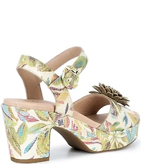 Brioso Blakelee Leather Flower Platform Sandals