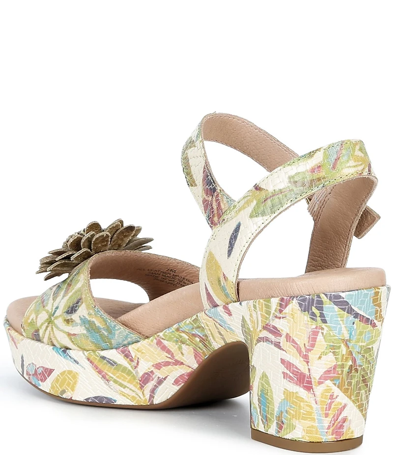 Brioso Blakelee Leather Flower Platform Sandals