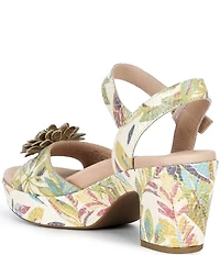 Brioso Blakelee Leather Flower Platform Sandals