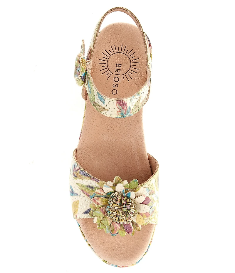 Brioso Blakelee Leather Flower Platform Sandals