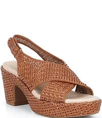 Brioso Bonnie Raffia Xband Platform Sandals