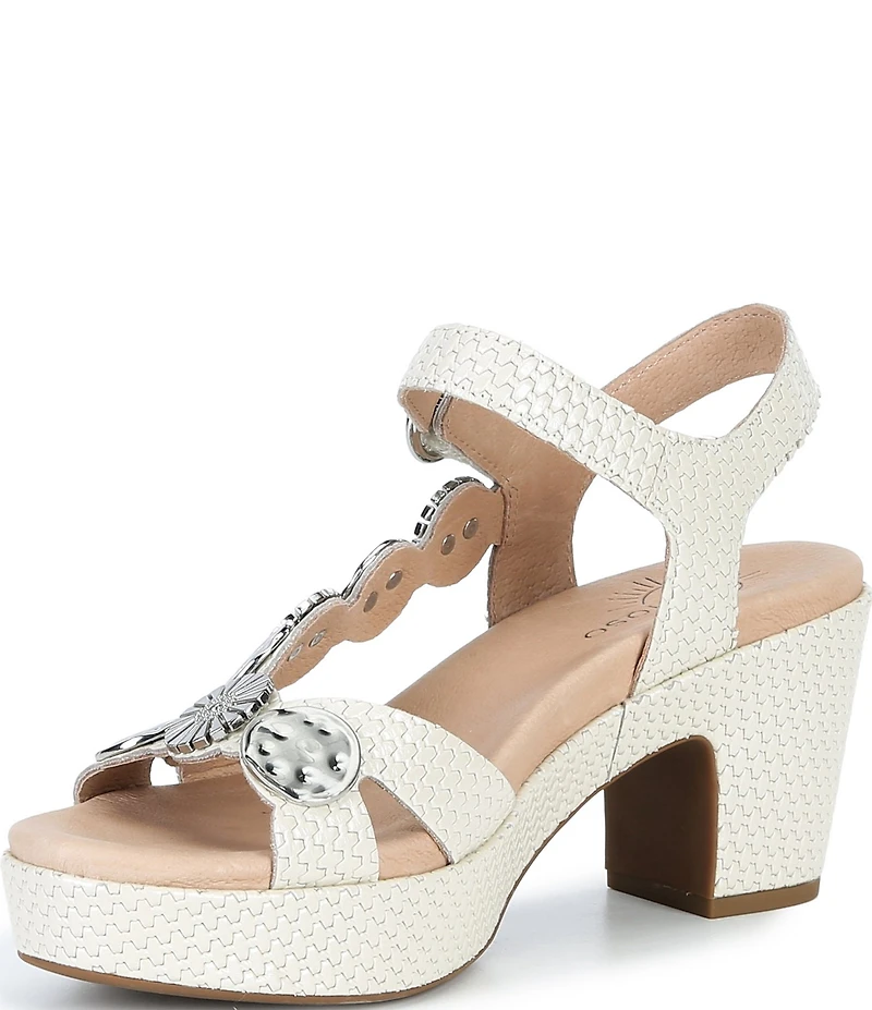 Brioso Brylee Embossed Leather Disk Embellished Platform Sandals