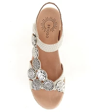 Brioso Brylee Embossed Leather Disk Embellished Platform Sandals