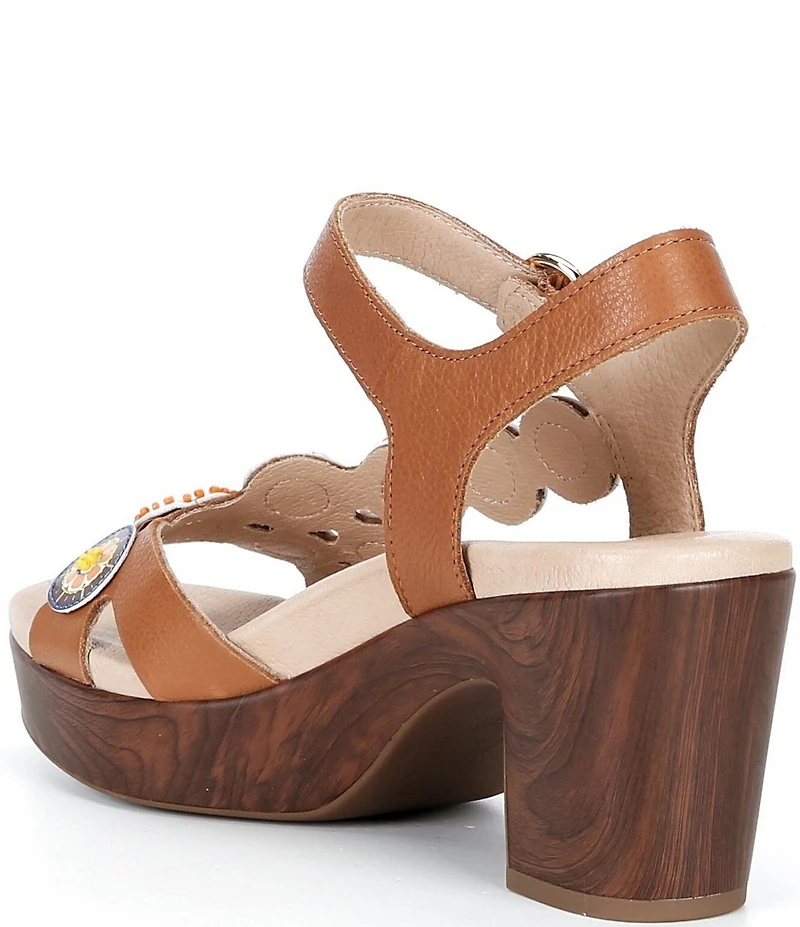 Brioso Brylee Leather Disk Embellished Platform Sandals