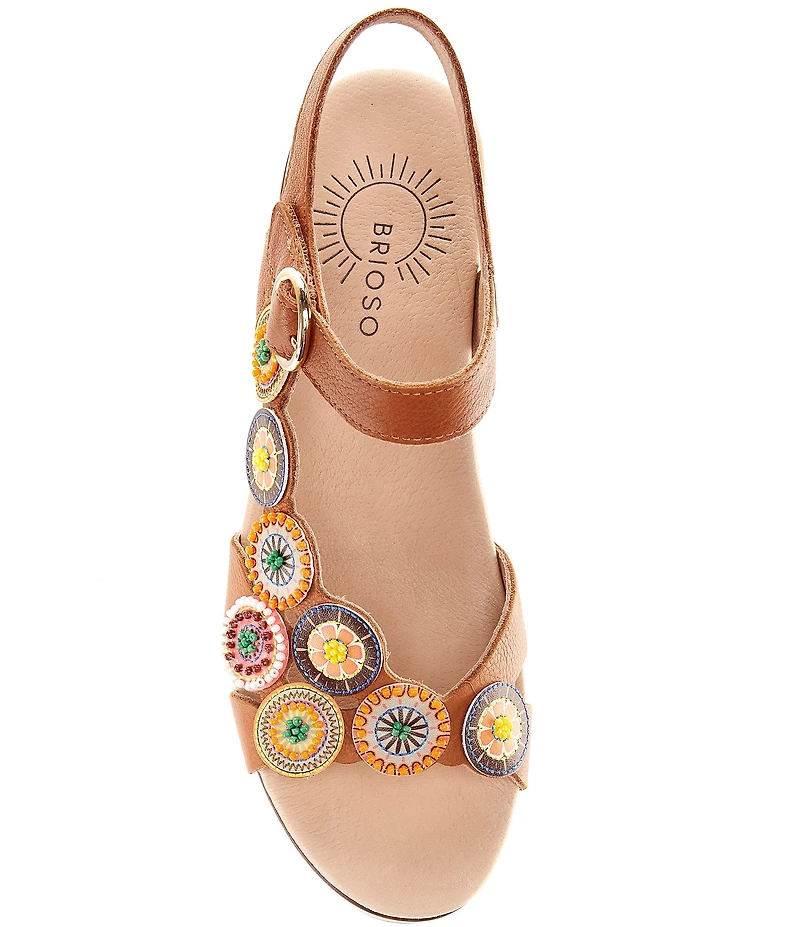 Brioso Brylee Leather Disk Embellished Platform Sandals