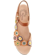 Brioso Brylee Leather Disk Embellished Platform Sandals
