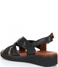 Brioso Chandler Knotted Leather Wedge Sandals