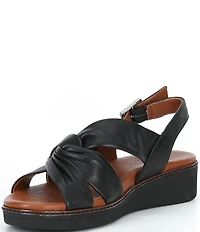 Brioso Chandler Knotted Leather Wedge Sandals