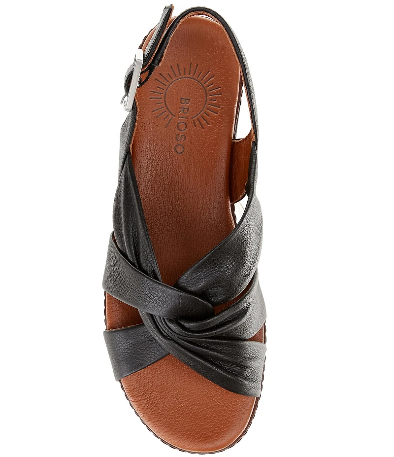 Brioso Chandler Knotted Leather Wedge Sandals