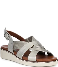 Brioso Chandler Knotted Metallic Leather Wedge Sandals
