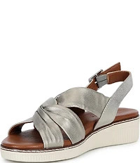 Brioso Chandler Knotted Metallic Leather Wedge Sandals