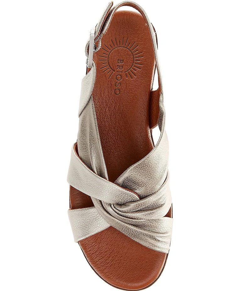 Brioso Chandler Knotted Metallic Leather Wedge Sandals