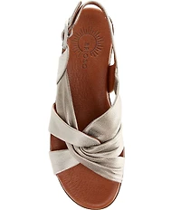 Brioso Chandler Knotted Metallic Leather Wedge Sandals